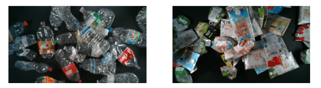 Large PET bottles PETL (left), Large tetra paks TETL (right)