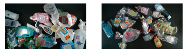 Non-food grade opaque plastic NFGO (left), Non-food grade transparent plastic NFGT (right)