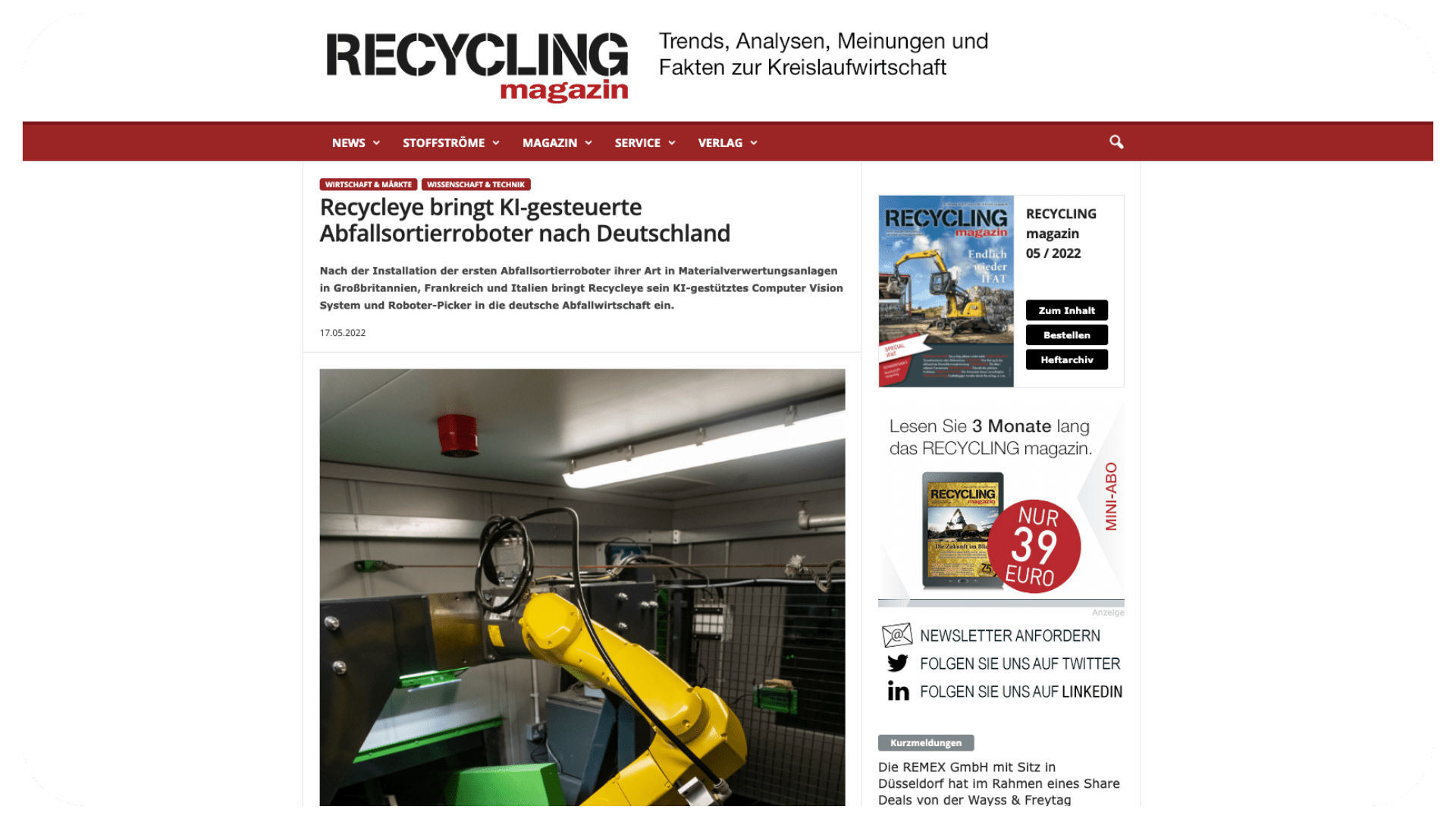 recycling magazin de article