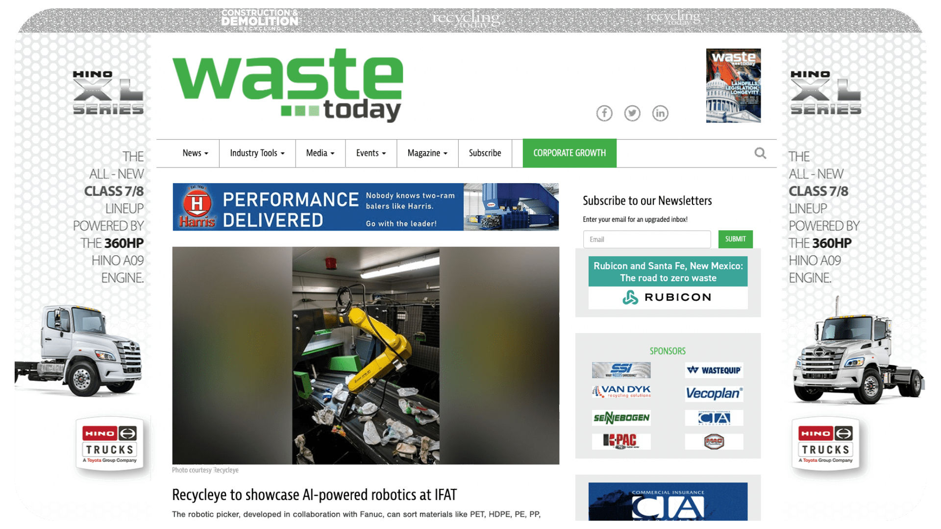 waste today magazine article on Recycleye